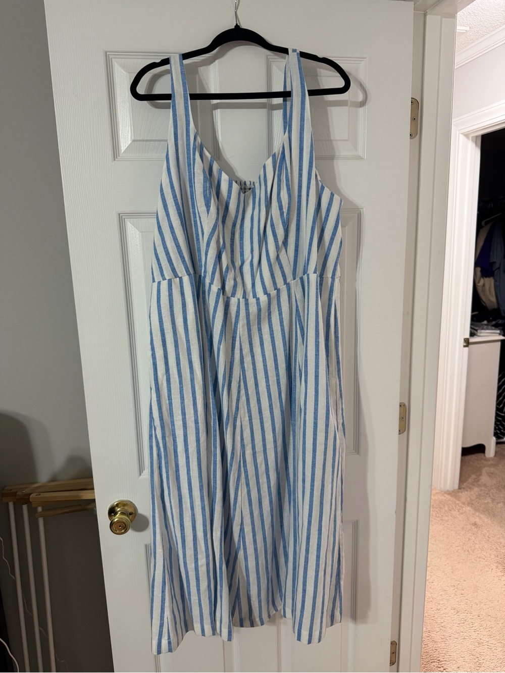 Old Navy Blue and White Striped A-Line Sundress
